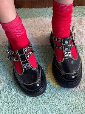 Ganni Contrast Stitch Mary Janes